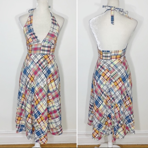 J. Crew Dresses & Skirts - ⭐️J  crew • madras patchwork halter dress